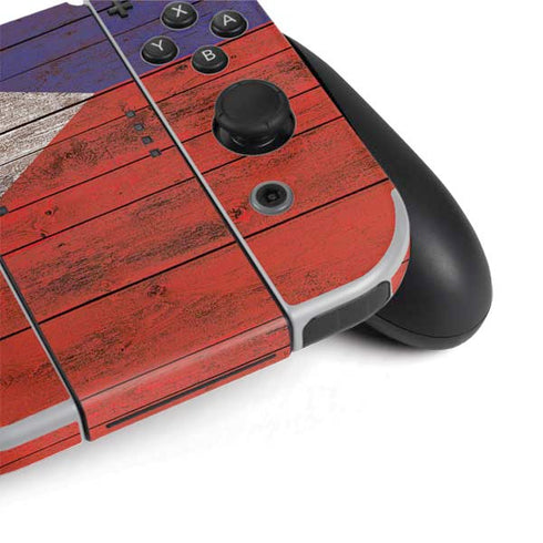 Philippines Flag Dark Wood Nintendo Switch OLED (2021) Skin